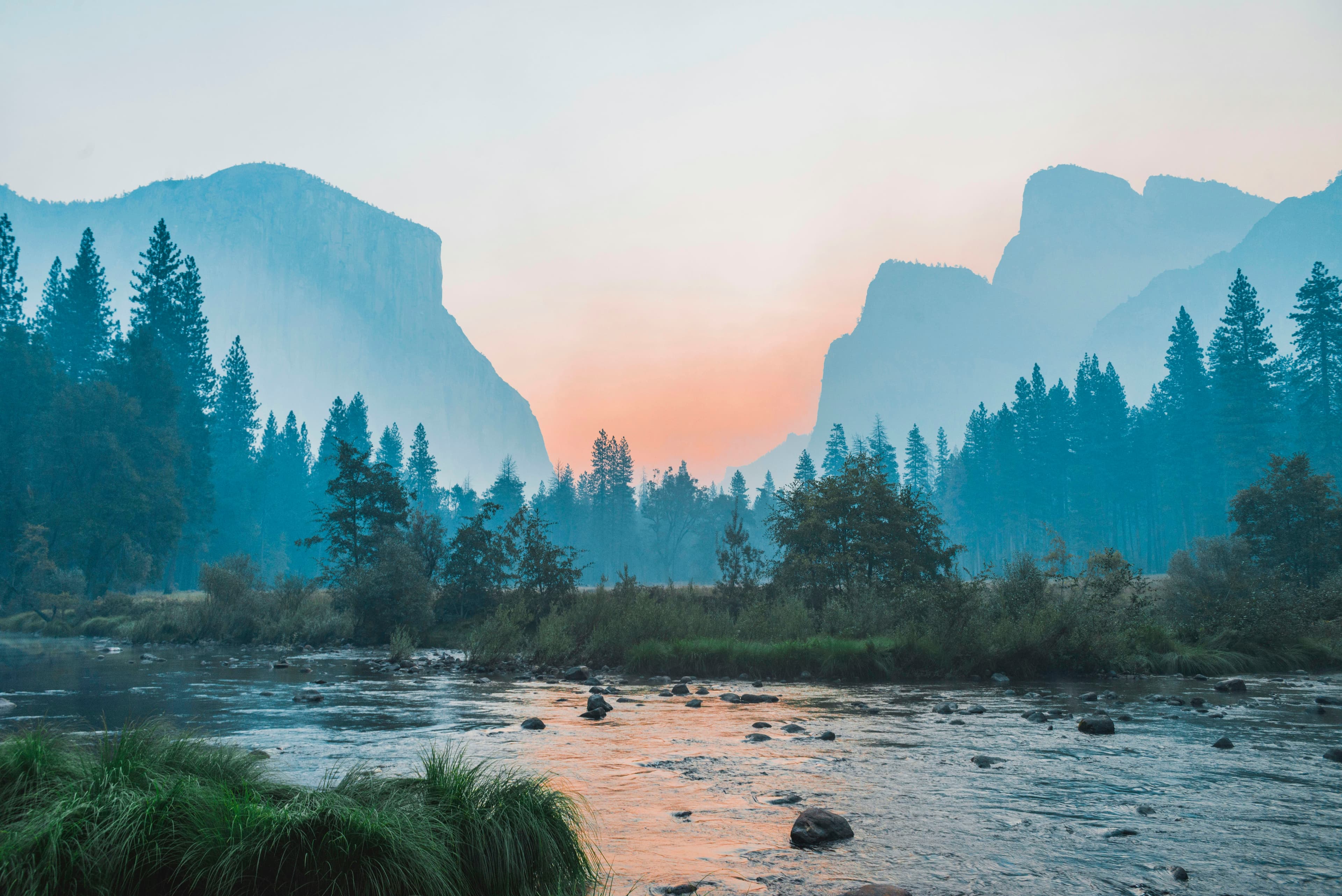 Mountain lake at sunrise